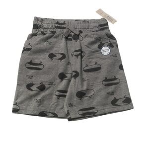 Gray and Black Casual Shorts with Elastic Waistband